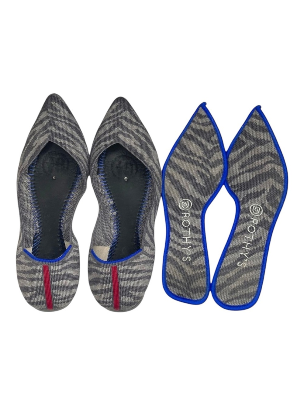 VHTF: Retired Rothy’s ➤ The Point Flats ➤ Grey Zebra Stripe Print ➤ 8M ➤ Sustain - Picture 11 of 16